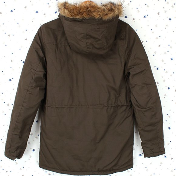 Olive Faux Fur Hooded Utility Parka Jacket - Picture 7 of 7